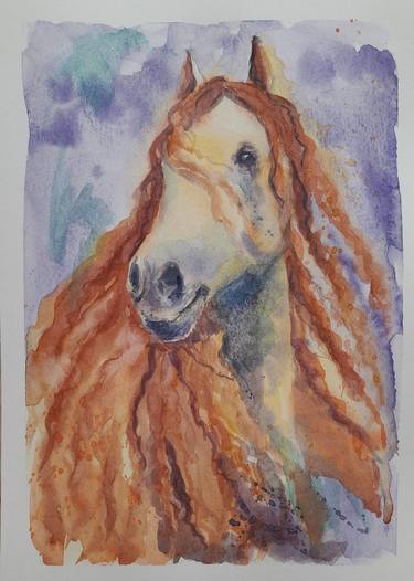 Print of Horse Paintings by Liudmyla Lelechenko