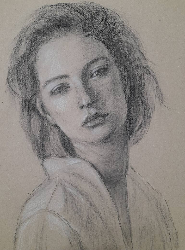 Female portrait Drawing by Liudmyla Lelechenko