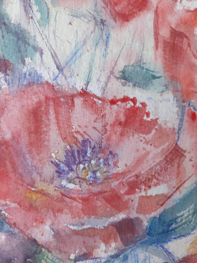 Original Abstract Floral Painting by Liudmyla Lelechenko