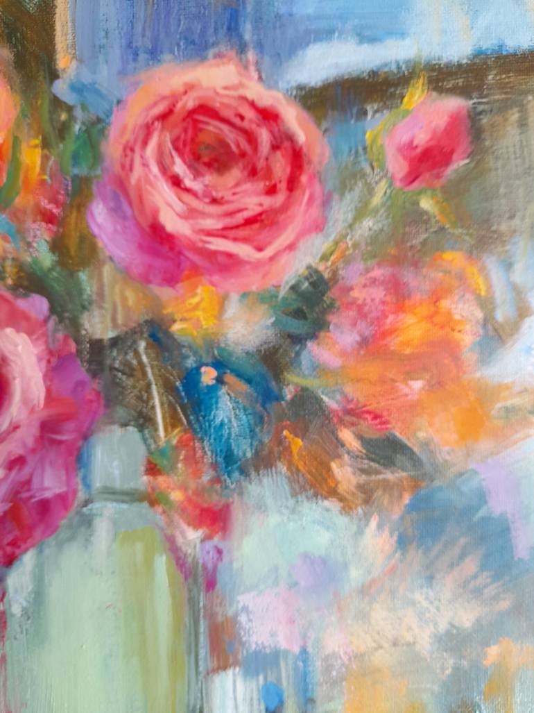 Original Abstract Floral Painting by Liudmyla Lelechenko