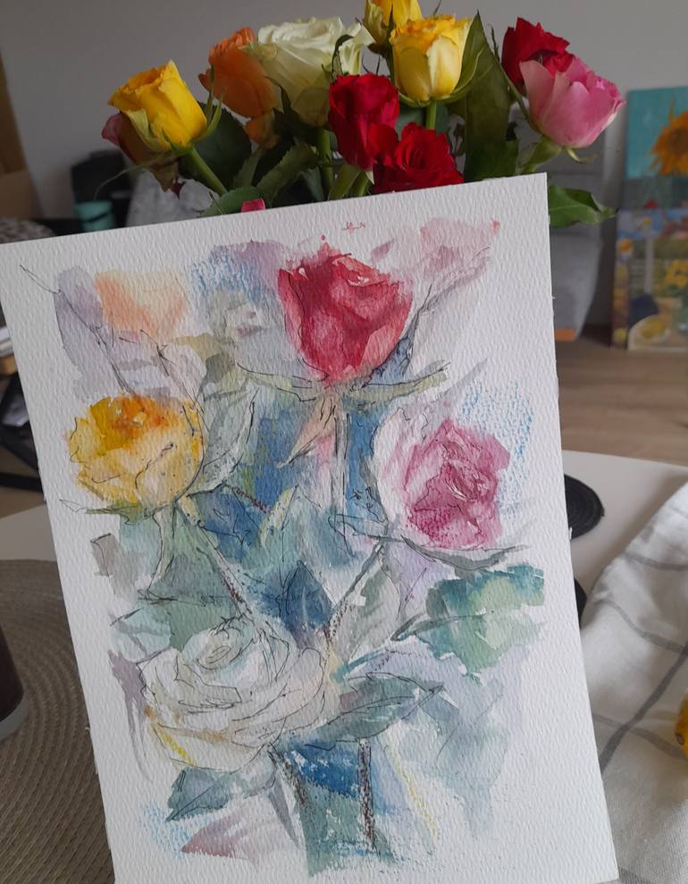 Original Abstract Floral Painting by Liudmyla Lelechenko