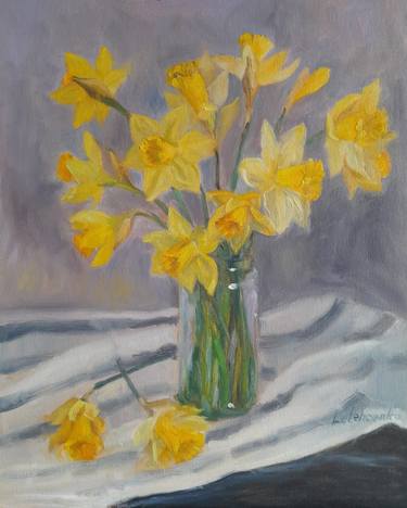 Original Classicism Floral Painting by Liudmyla Lelechenko