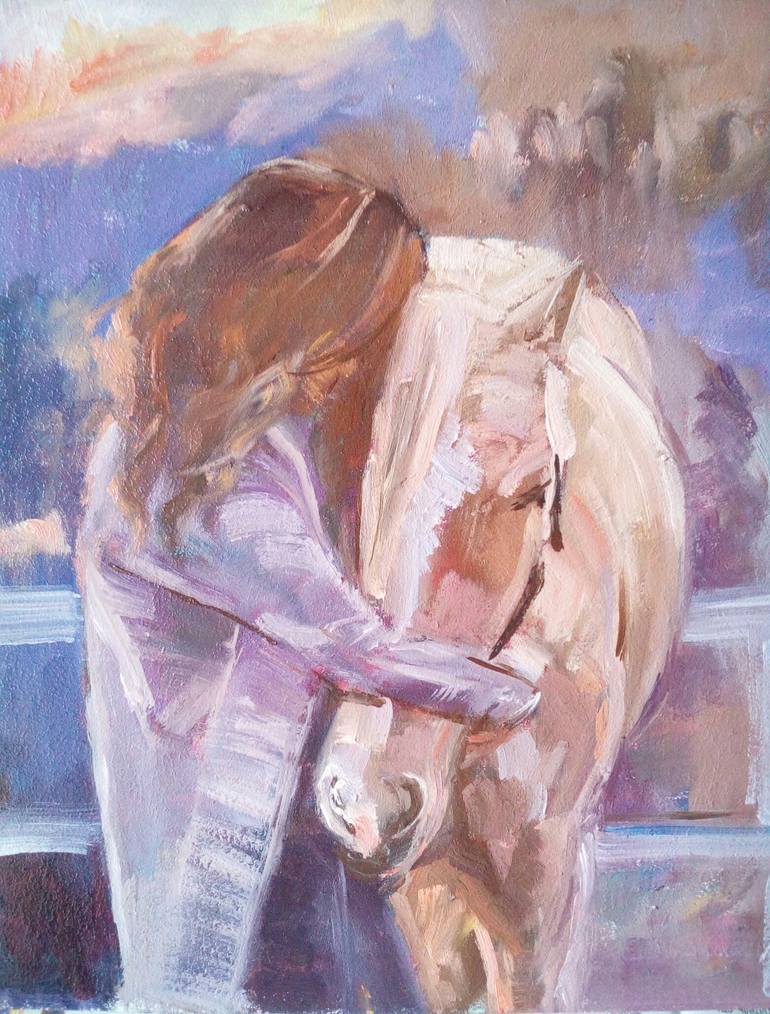 Original Figurative Horse Painting by Liudmyla Lelechenko