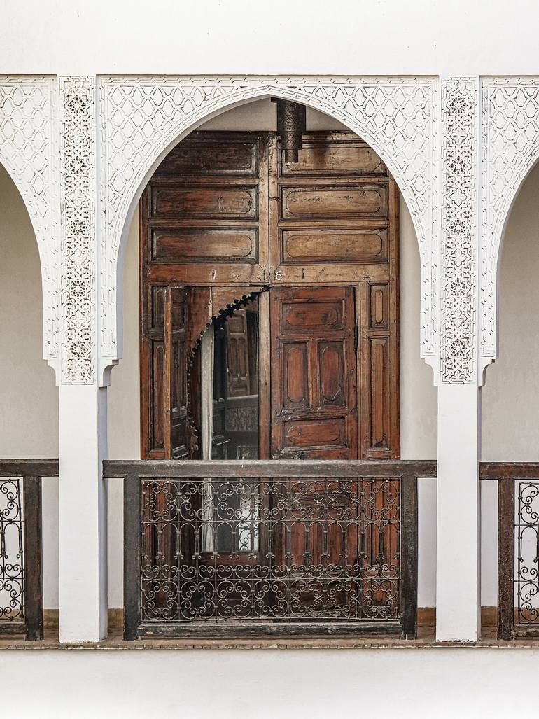 Vintage Wooden Door In Moroccan Riad Photo | Arabic Interior Design In ...