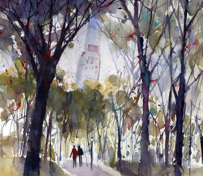 New York City Central Park watercolor painting giclee print 