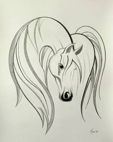 Print of Abstract Horse Drawings by Maria Riaz