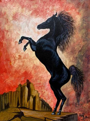 "Power" Black Horse Painting thumb