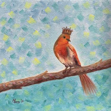 "I'm Queen" Series-I Bird with Crown/ Bird Painting thumb