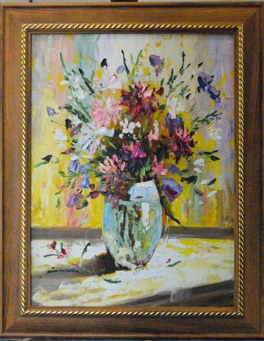 Flowers - best gift for interior, natural oil painting, office, home decor thumb