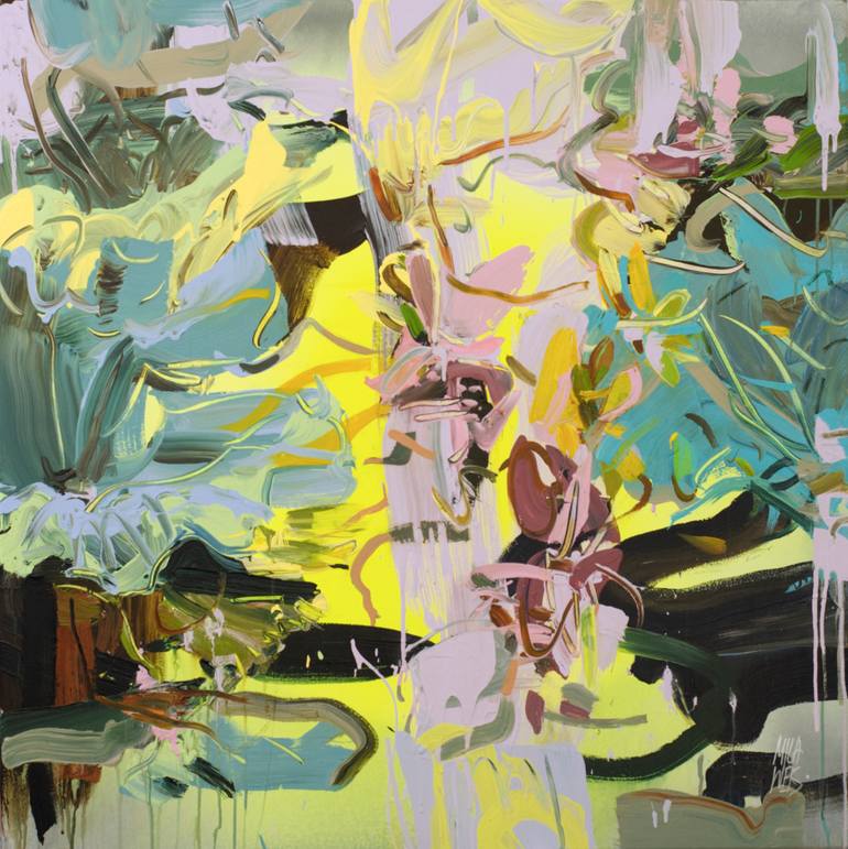 Original Abstract Floral Painting by Mila Weis