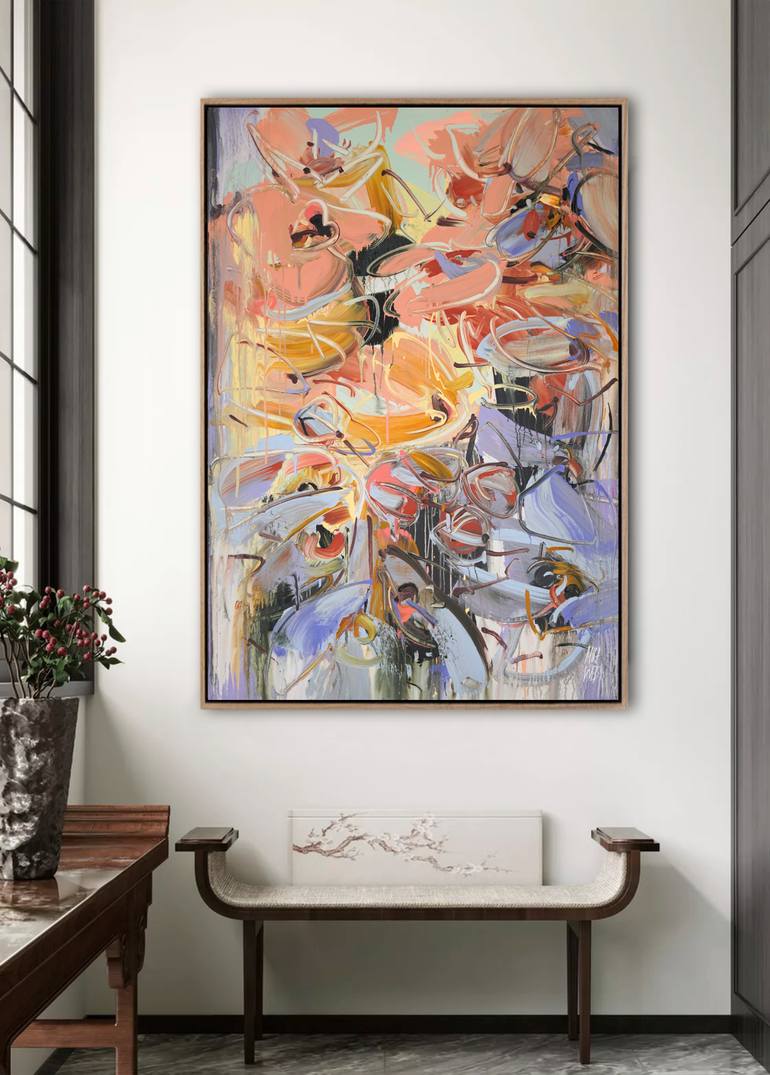 Original Abstract Floral Painting by Mila Weis