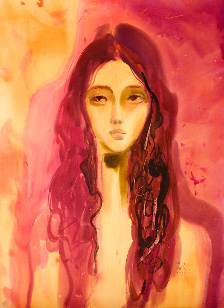 Original Expressionism People Painting by Mila Weis