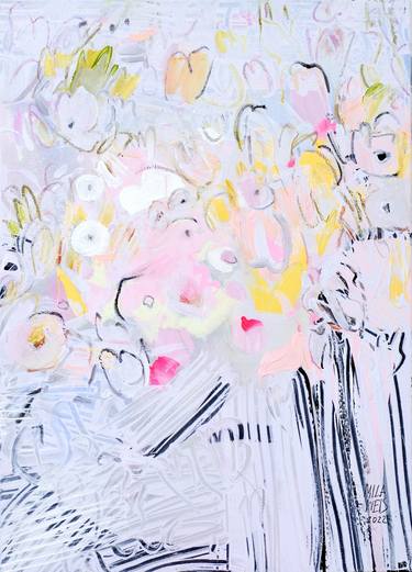 Original Abstract Expressionism Floral Paintings by Mila Weis