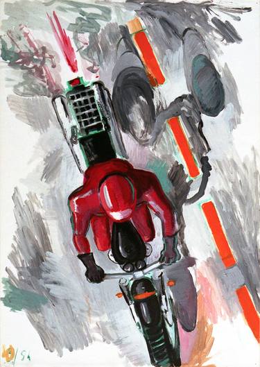 Print of Motorcycle Paintings by Michelangelo Janigro
