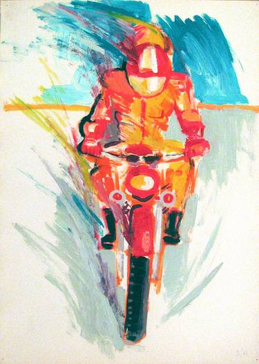 Original Figurative Motorcycle Paintings by Michelangelo Janigro