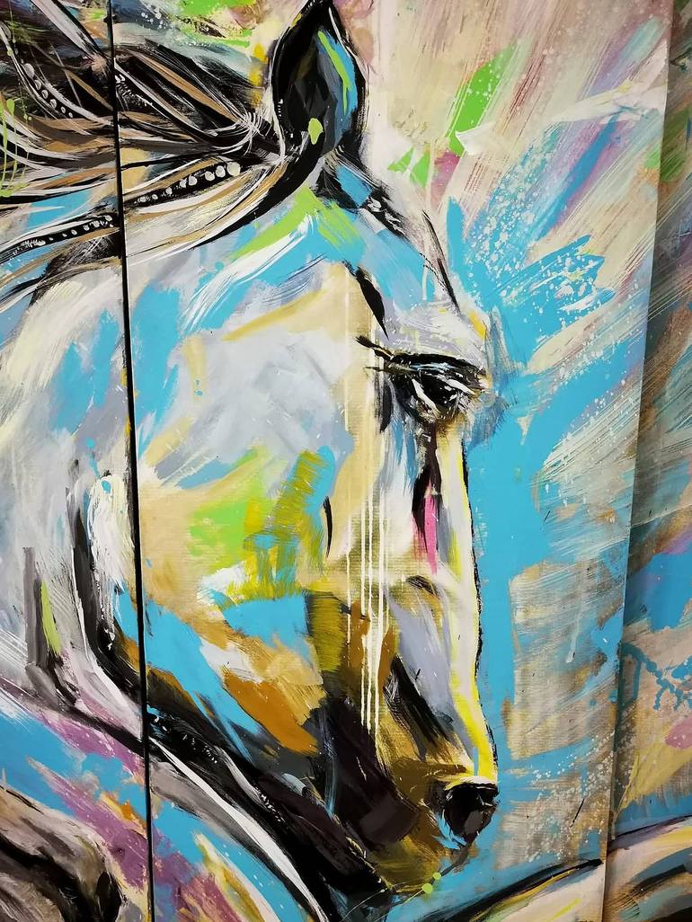 Original Abstract Horse Painting by Svetlana  Kompel