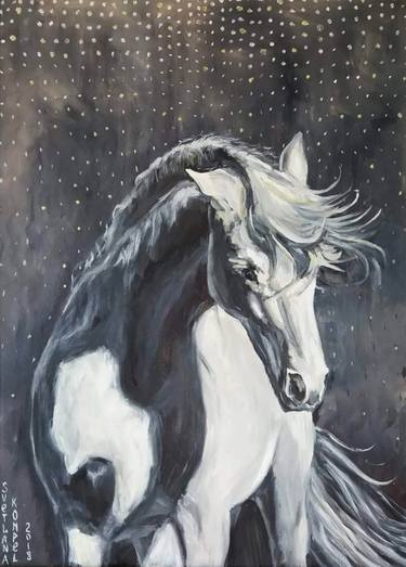 Original Abstract Expressionism Horse Paintings by Svetlana Kompel