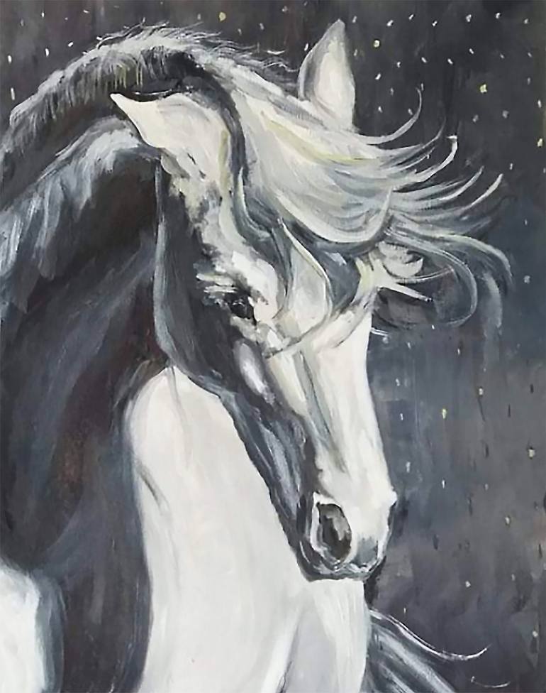 Original Abstract Expressionism Horse Painting by Svetlana  Kompel