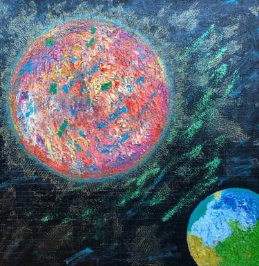 Original Abstract Expressionism Outer Space Paintings by Emila R