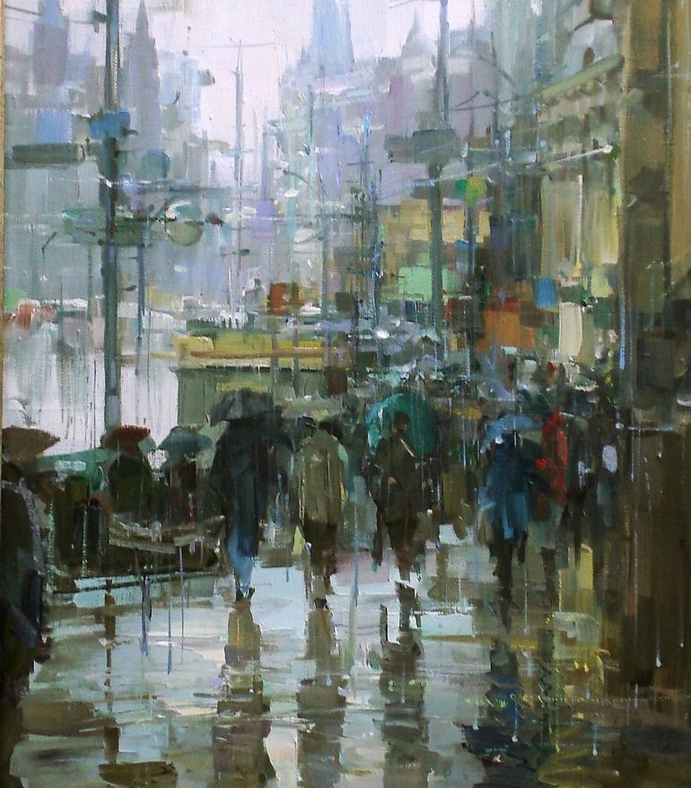 Original Fine Art Cities Painting by Alexander Dubovskiy