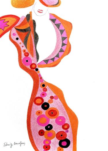 Original Conceptual Women Drawing by Edwige Bonafous