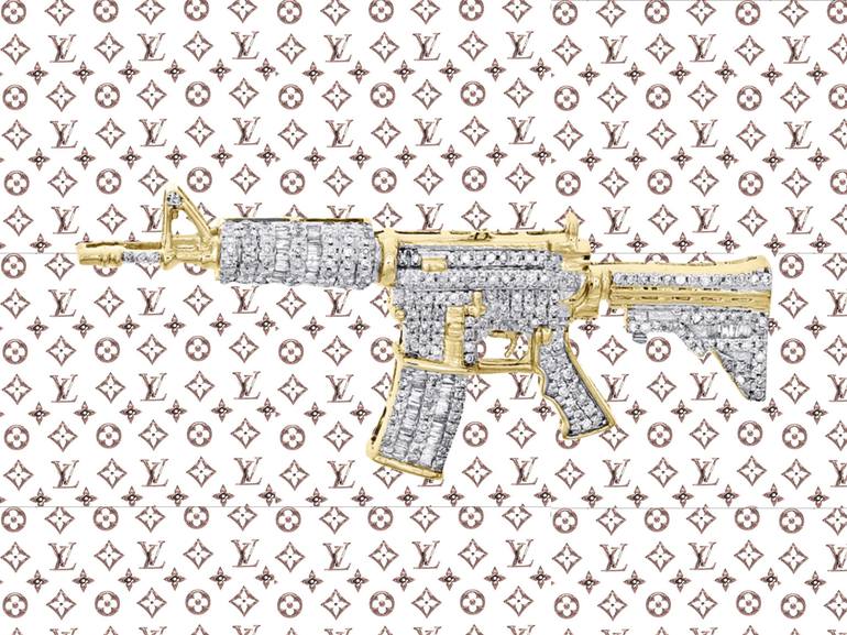 Louis Vuitton diamond machine gun - Limited Edition of 10 Mixed Media by  Julie Schreiber