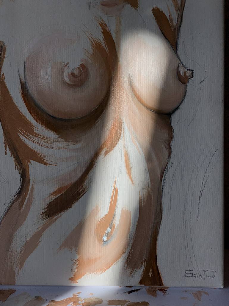 Original Abstract Nude Painting by Saint J