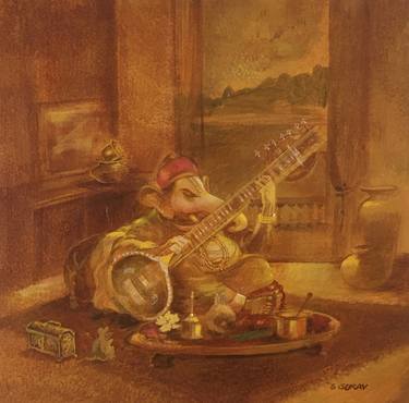 Lord Ganesha playing sitar thumb