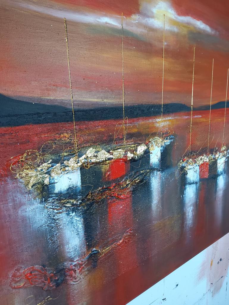 Original Abstract Boat Painting by Nat Stresser