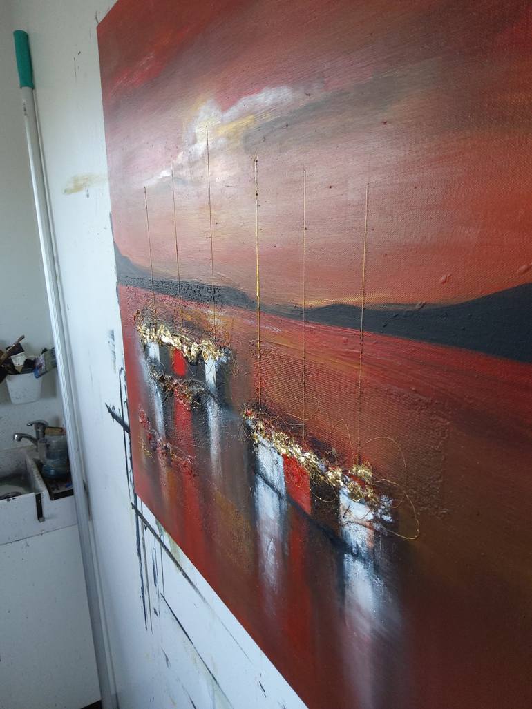 Original Abstract Boat Painting by NAT STRESSER