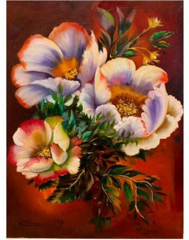 Original Abstract Floral Drawing by Behrooz Javanmard