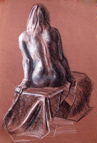 Original Realism Nude Drawings by richard waldron