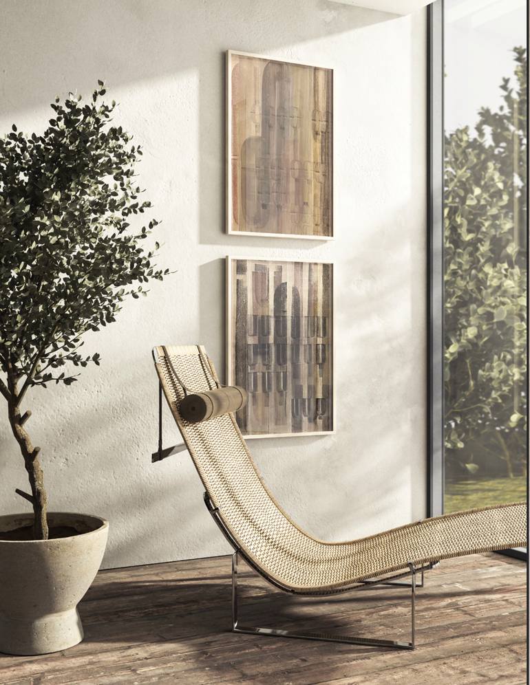 Original Bauhaus Abstract Drawing by Noosha Golab