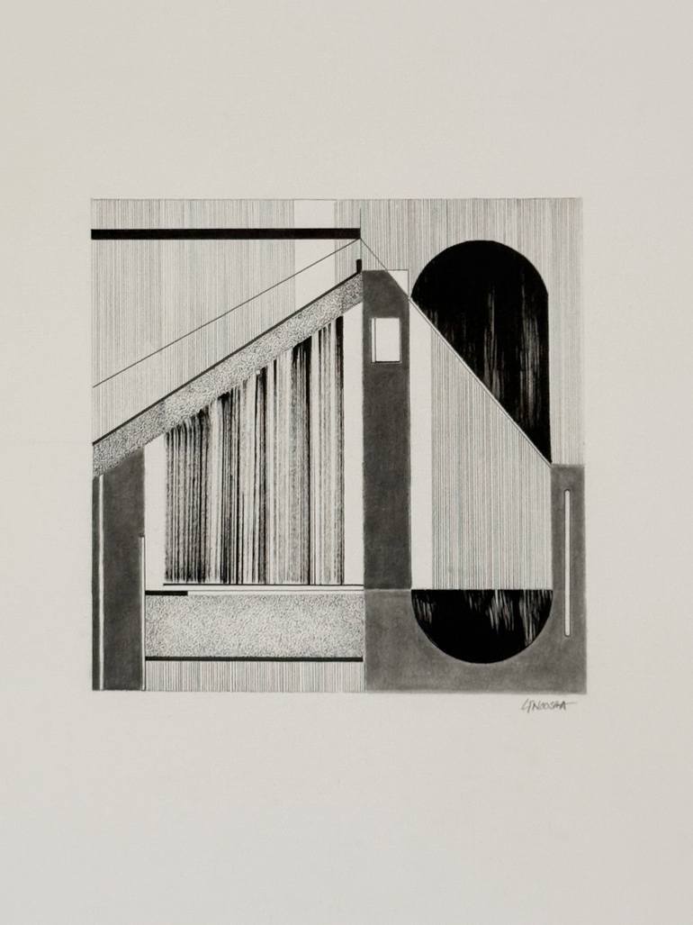 Original Abstract Expressionism Architecture Drawing by Noosha Golab