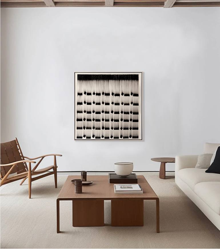 Original Black & White Abstract Drawing by Noosha Golab