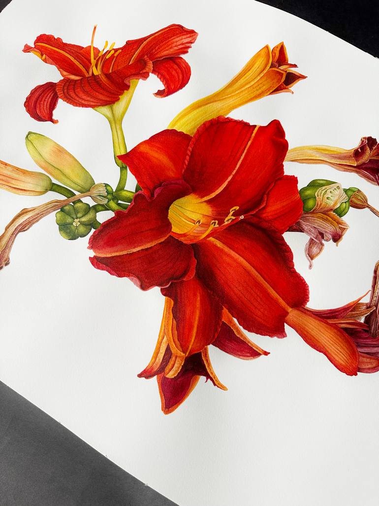 Original Photorealism Botanic Painting by Olha Khomych