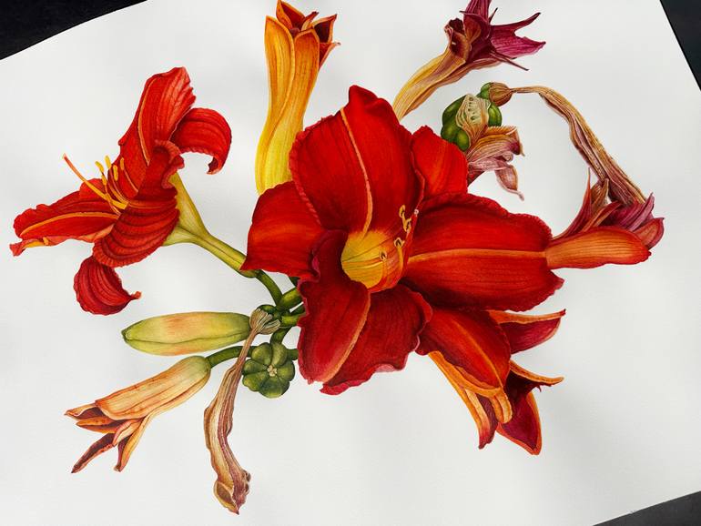 Original Photorealism Botanic Painting by Olha Khomych