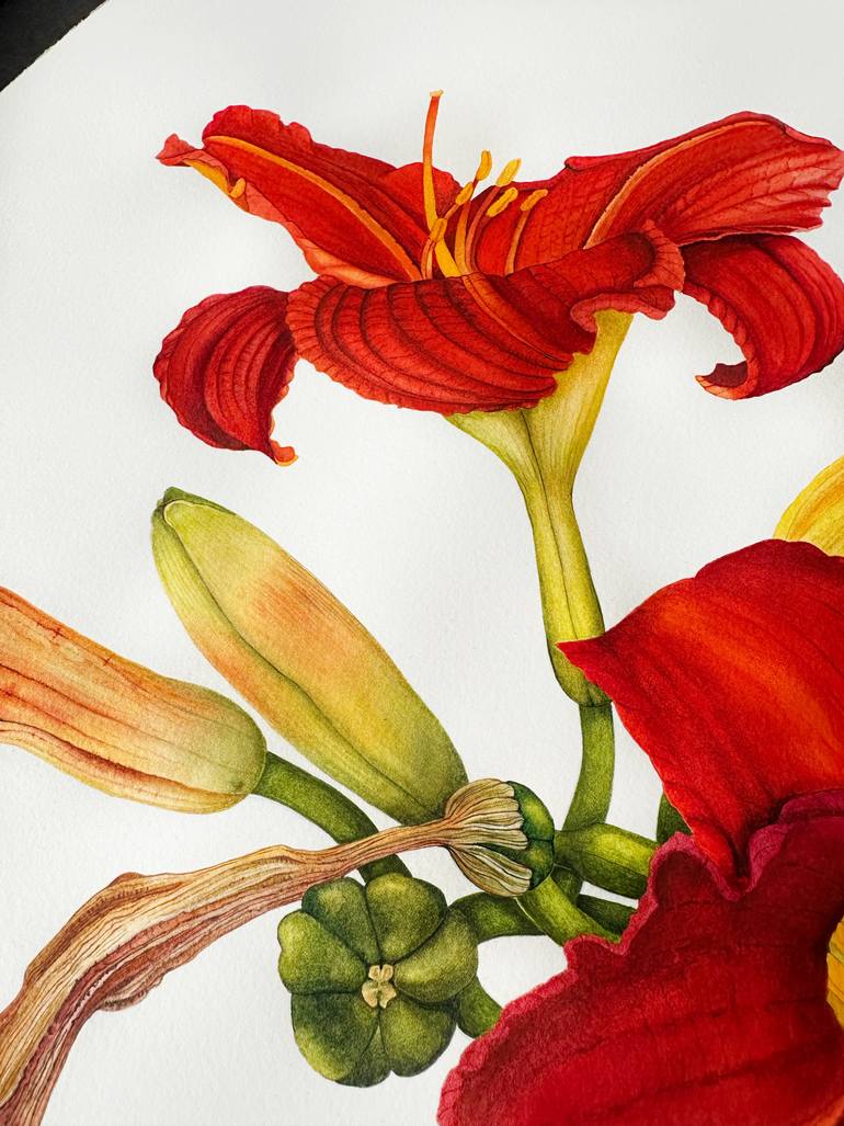 Original Photorealism Botanic Painting by Olha Khomych