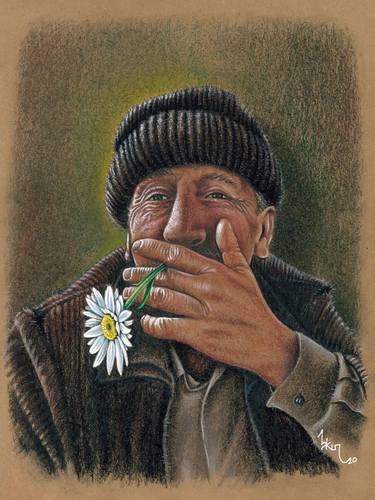 Man with daisies thumb