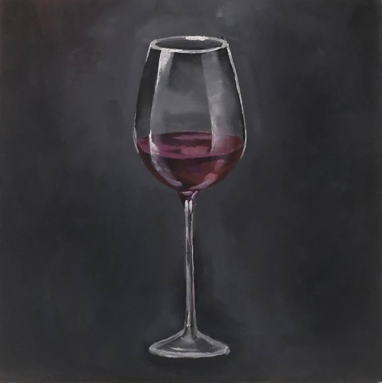 Original Food & Drink Painting by Ekaterina V | Realism Art on Canvas | Red wine
