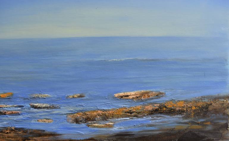 Original Abstract Beach Painting by Pina Gurrieri