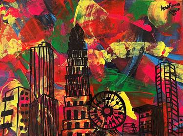 Into the City Original Abstract Contemporary Modern Painting thumb