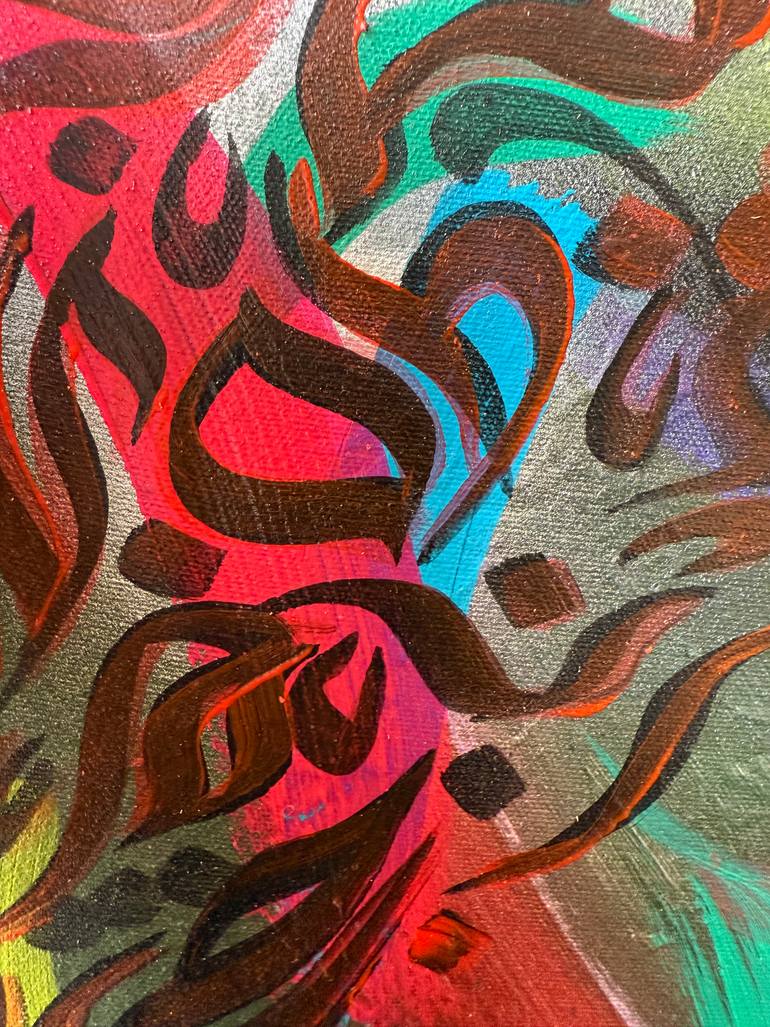 Original Abstract Calligraphy Painting by Aqsa Jameel Raja