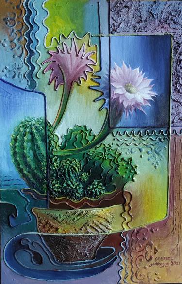 Original Abstract Floral Painting by Gabriel Velijanashvili