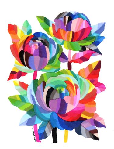 Original Cubism Floral Drawings by Avery Sparks