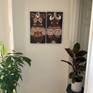 This piece works best in an environment with other Contemporary, Modern, or Pop Art pieces -- or in its own dedicated space such as this hallway nook set off by plants.