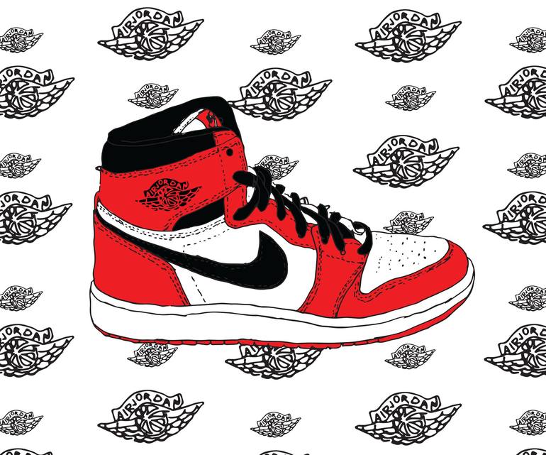 have Arctic wheat Air Jordan 1 Chicago Mixed Media by Let Me Draw Your Picture | Saatchi Art