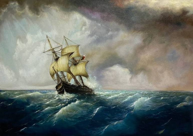 Sea battle Painting by Nadya Schtolz | Saatchi Art