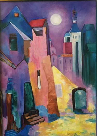 Original Expressionism Cities Painting by Ksenia Falconare
