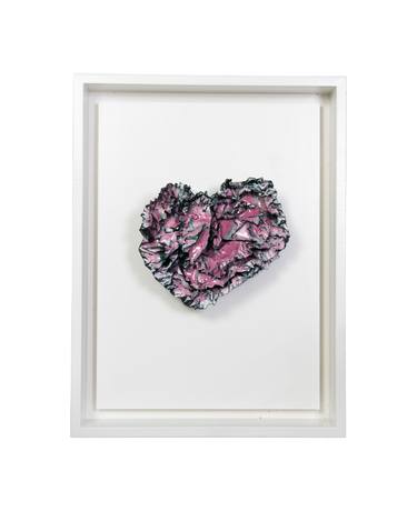 "Rasberry Pink Heart" Abstract Wall Art Sculpture, 2023 thumb